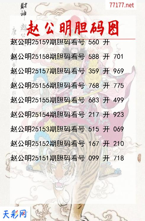 赵公明第25158期福彩3d胆码图