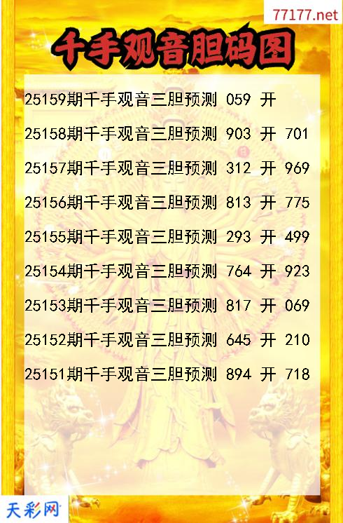 第25158期千手观音福彩3d胆码图