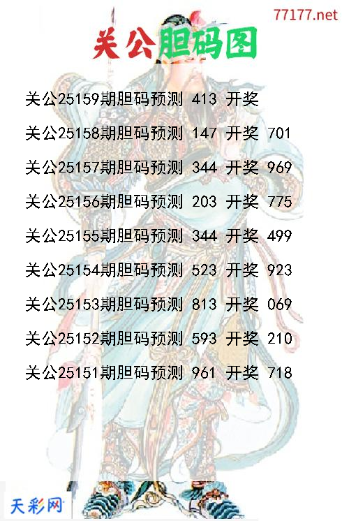 d关公第25158期胆码图