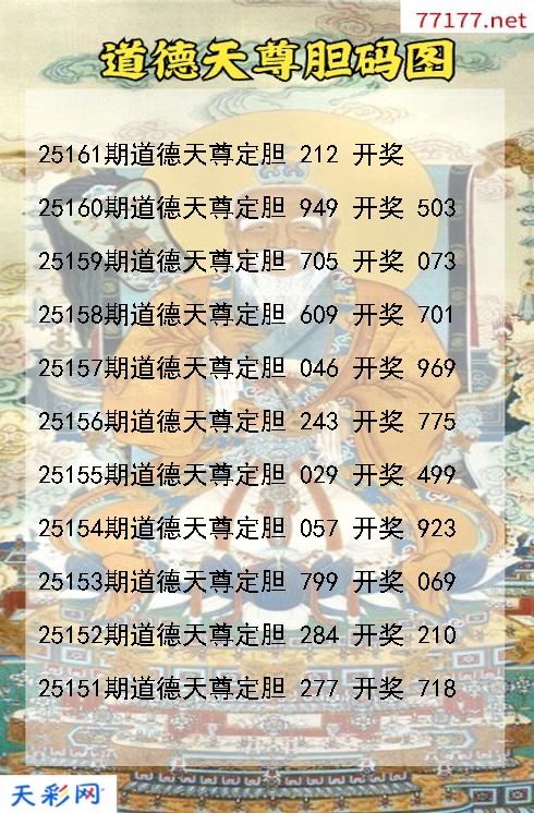 第25160期道德天尊福彩3d胆码图
