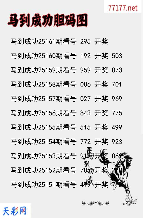 马到成功25160期3d胆码图