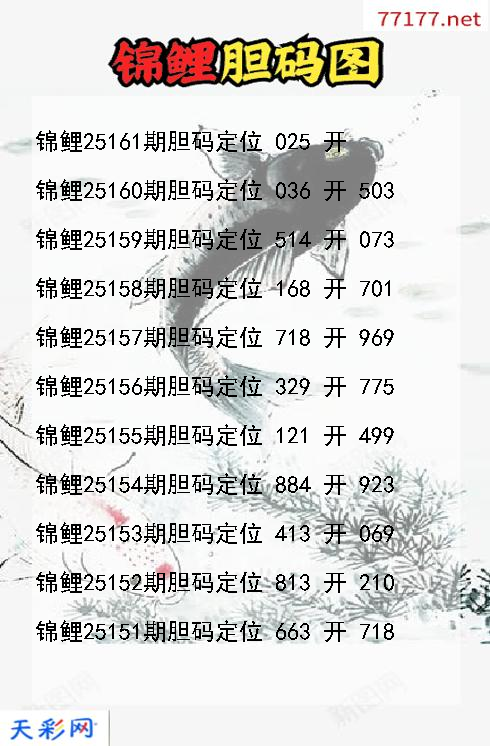 锦鲤25160期3d胆码图