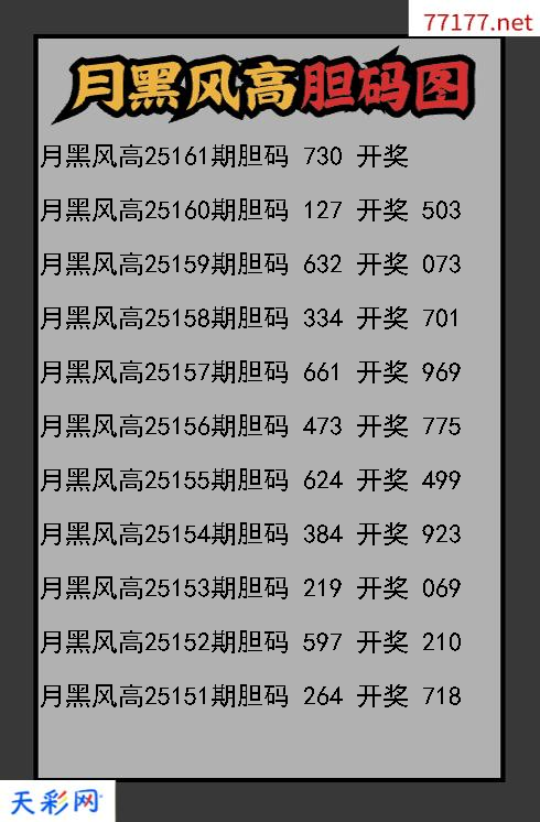 3d第25160期月黑风高胆码图