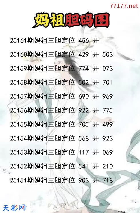 福彩3d妈祖第25160期胆码图