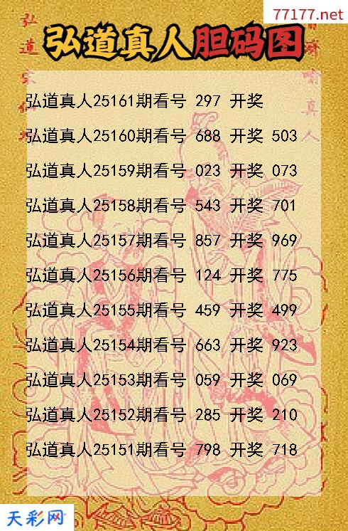 第25160期弘道真人福彩3d胆码图