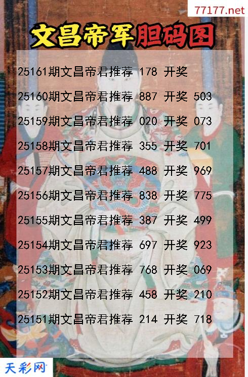 文昌帝君第25160期福彩3d胆码图