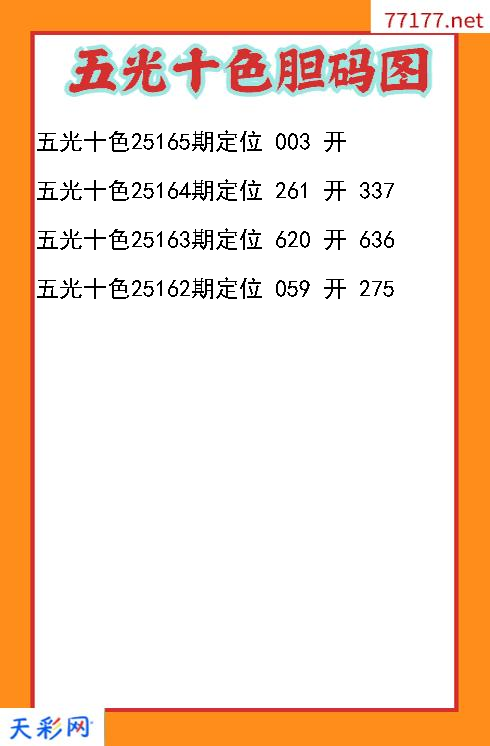 3d五光十色第25164期胆码图