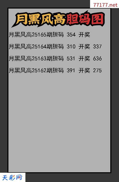 3d第25164期月黑风高胆码图