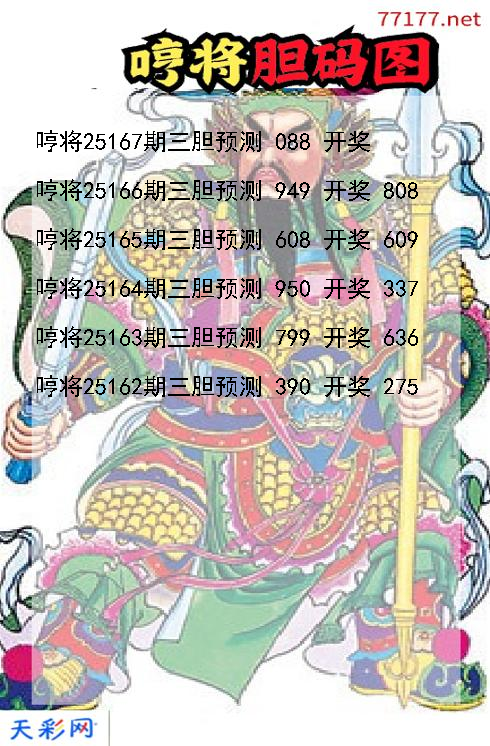 哼将第25166期3d胆码图