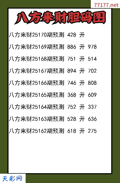 第25169期3d八方来财胆码图