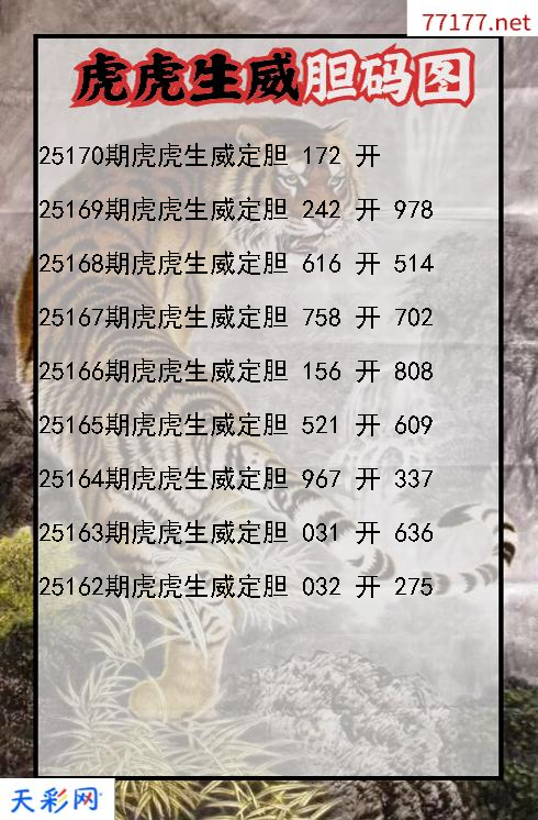 第25169期虎虎生威3d胆码图