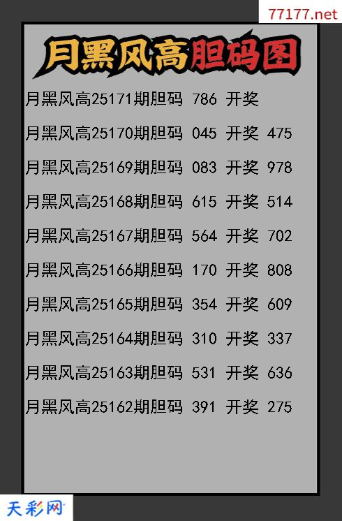 3d第25170期月黑风高胆码图