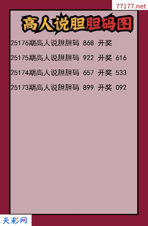 高人说胆第25175期福彩3d胆码图