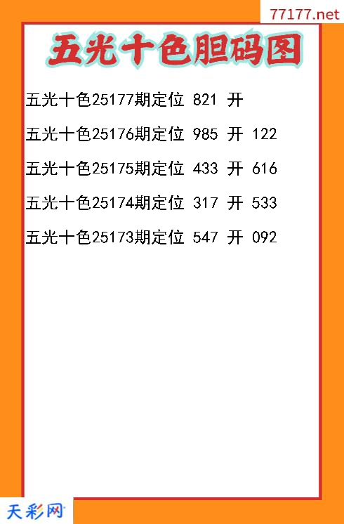 3d五光十色第25176期胆码图