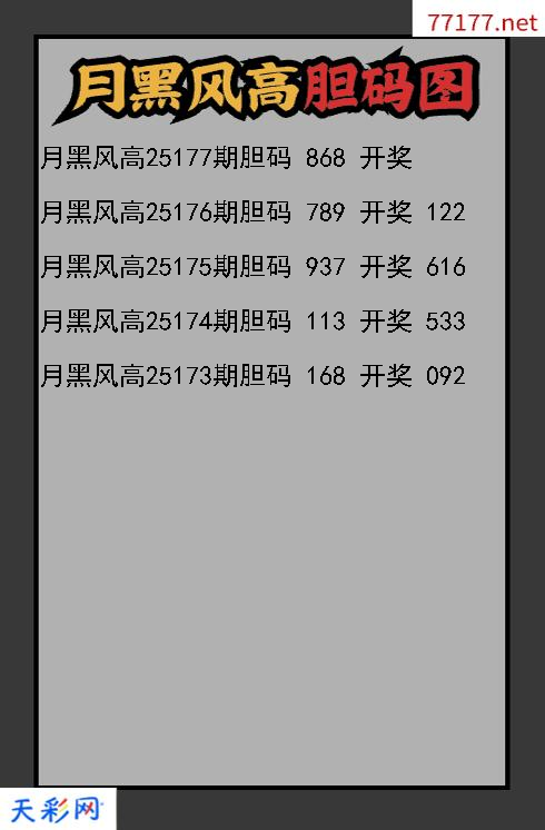 3d第25176期月黑风高胆码图