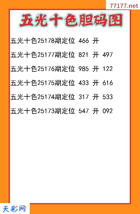 3d五光十色第25177期胆码图