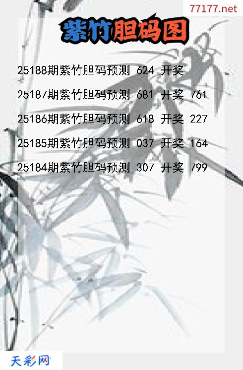 紫竹25187期3d胆码图