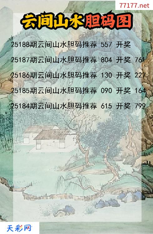 福彩3d第25187期云间山水胆码图