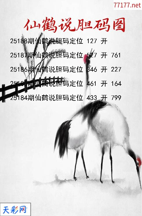 3d第25187期仙鹤说胆胆码图