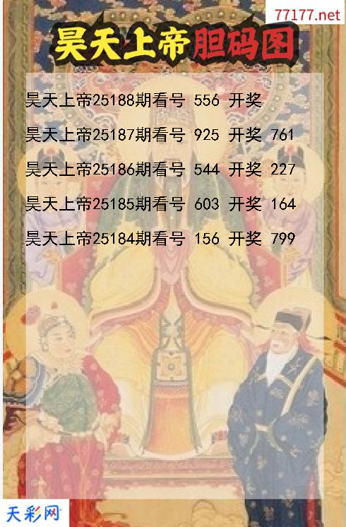 第25187期福彩3d昊天上帝胆码图