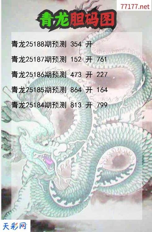青龙第25187期福彩3d胆码图