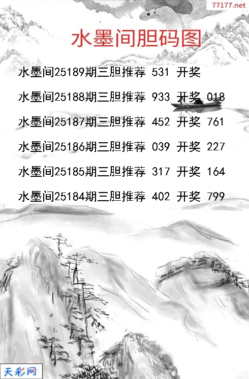 第25188期福彩3d水墨间胆码图