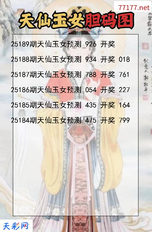 天仙玉女第25188期3d胆码图