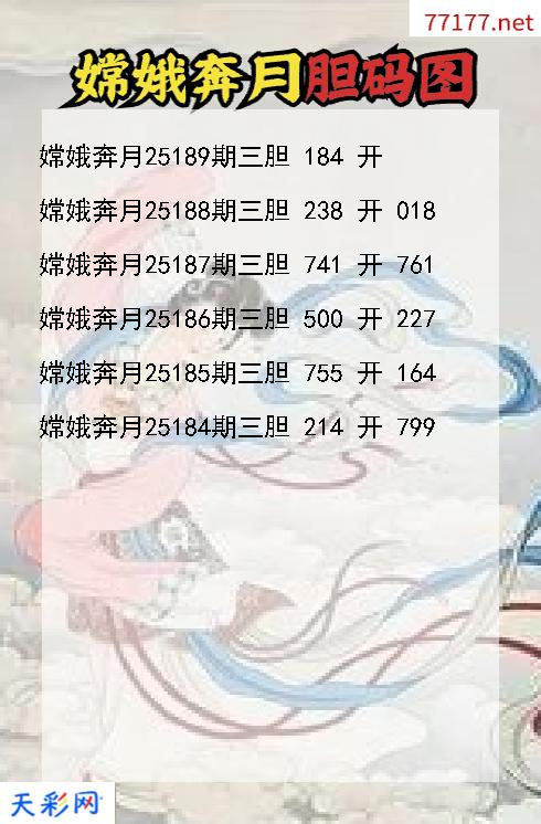 嫦娥奔月第25188期福彩3d胆码图