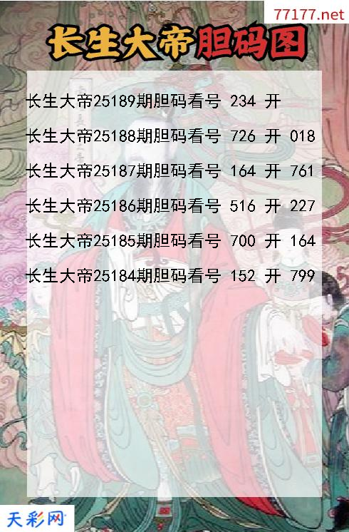 第25188期福彩3d长生大帝胆码图