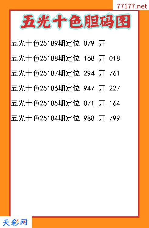 3d五光十色第25188期胆码图