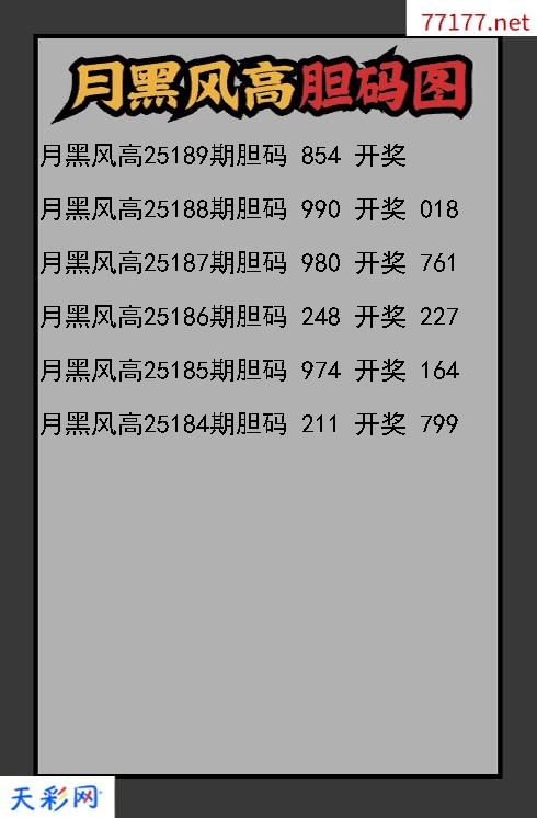 3d第25188期月黑风高胆码图
