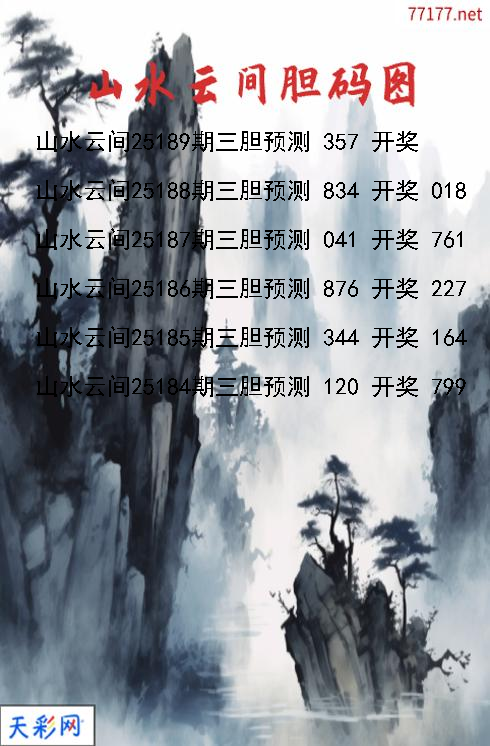 福彩3d山水云间第25188期胆码图