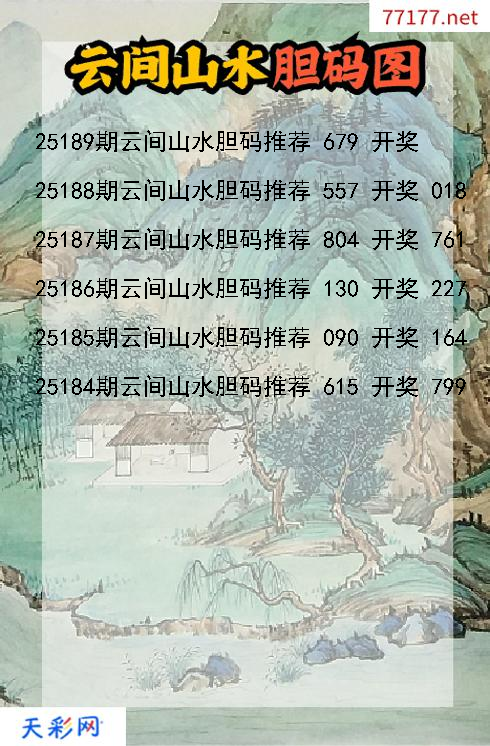 福彩3d第25188期云间山水胆码图