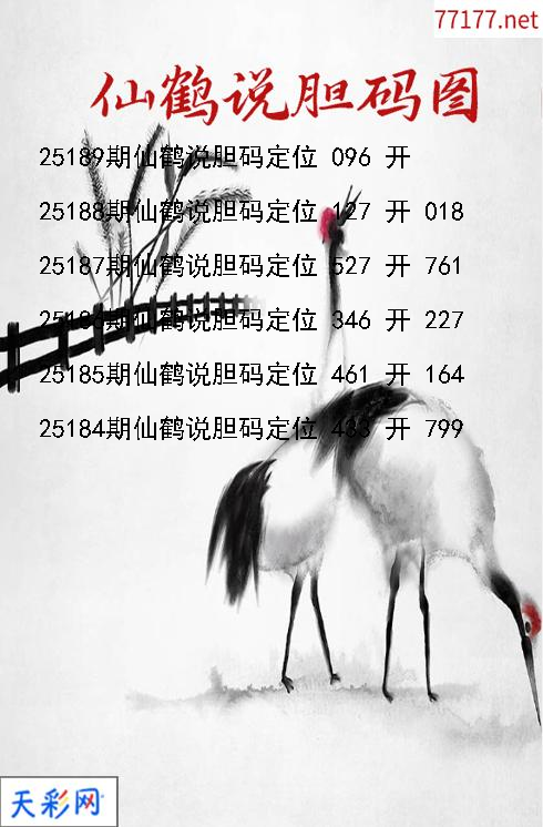 3d第25188期仙鹤说胆胆码图