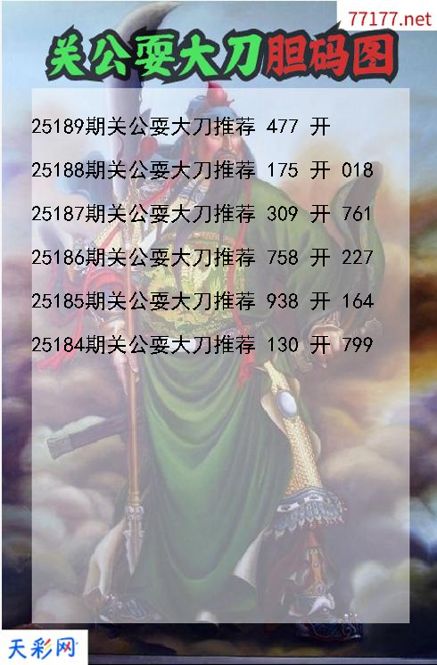 关公耍大刀25188期3d胆码图