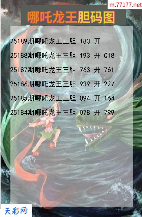 第25188期哪吒龙王福彩3d胆码图