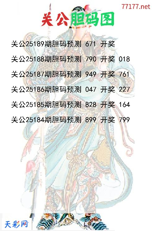 d关公第25188期胆码图