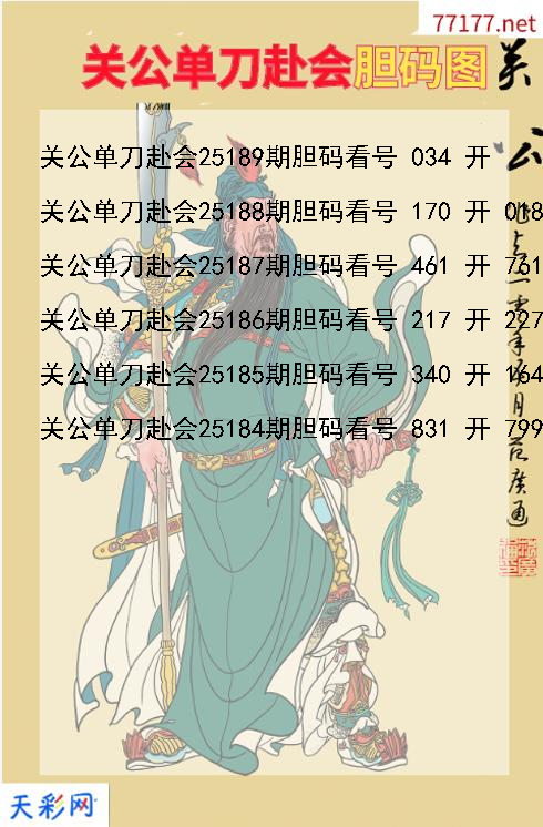 第25188期3d关公单刀赴会胆码图
