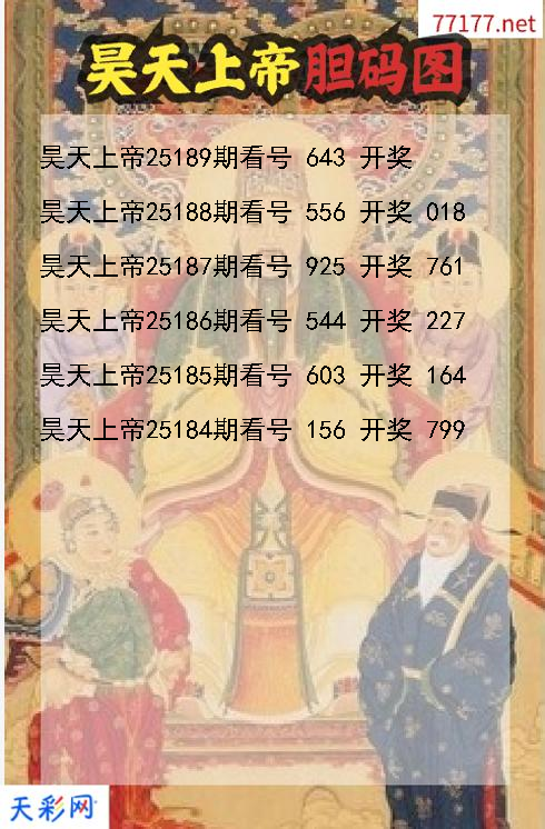 第25188期福彩3d昊天上帝胆码图