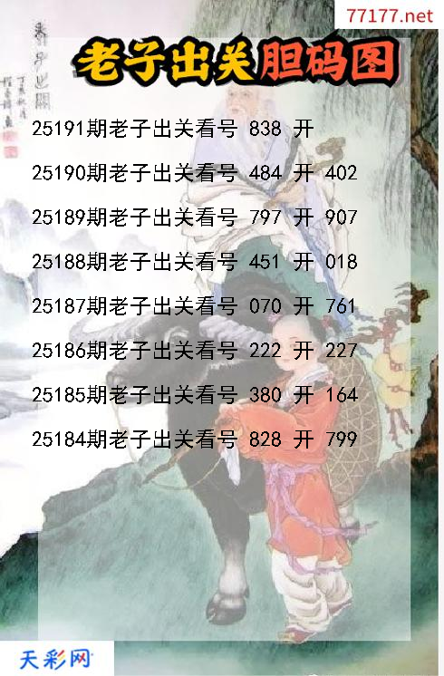第25190期福彩3d老子出关胆码图
