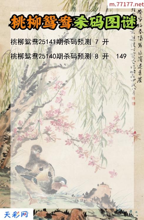 第25140期3d桃柳鸳鸯杀码图谜
