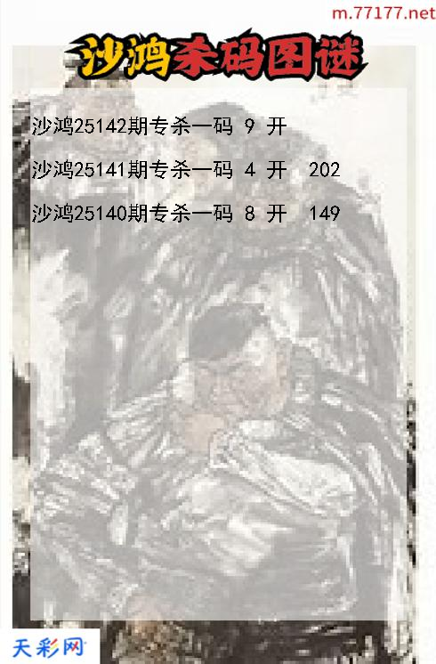 第25141期福彩3d沙鸿杀码图谜