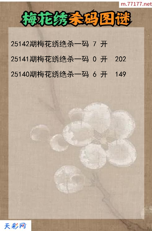 第25141期福彩3d梅花绣杀码图谜