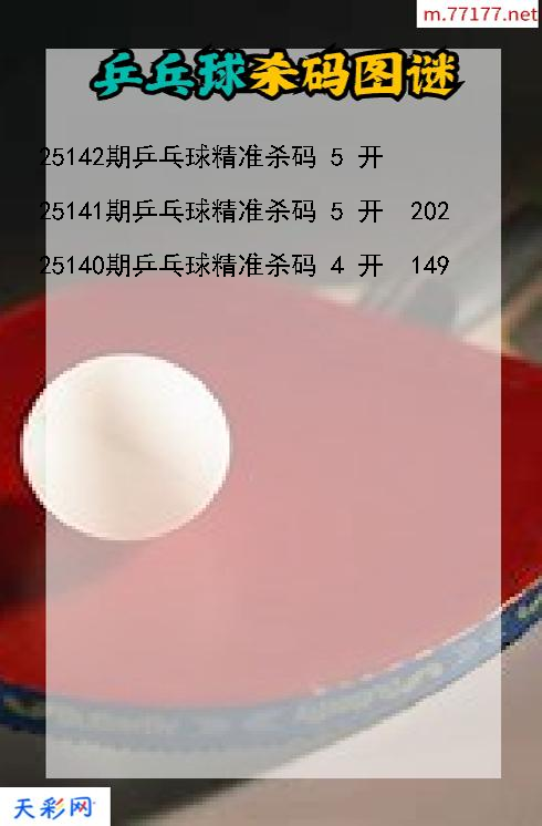 第25141期乒乓球福彩3d杀码图谜