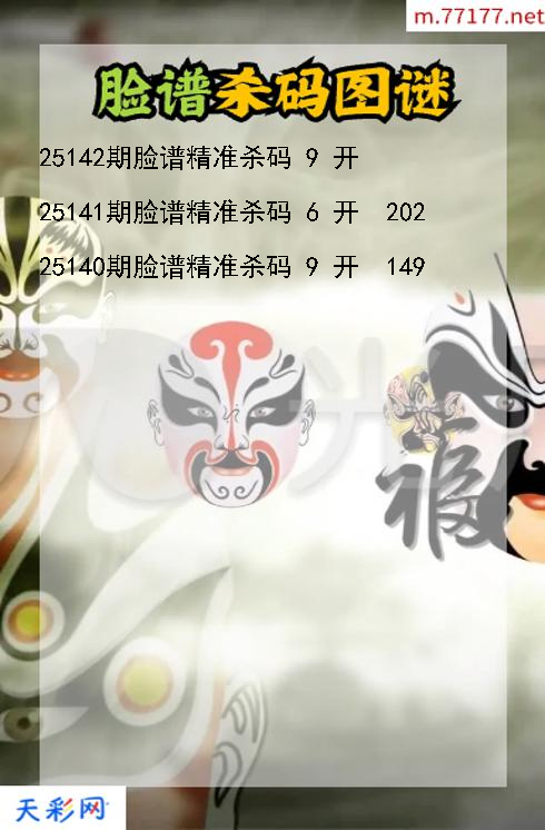 第25141期福彩3d脸谱杀码图谜