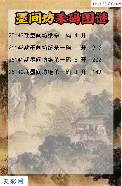第25142期福彩3d墨间坊杀码图谜