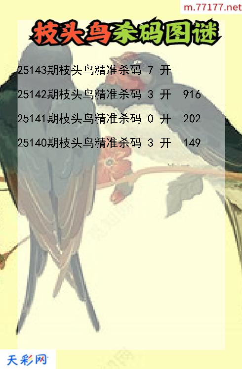 枝头鸟第25142期福彩3d杀码图谜
