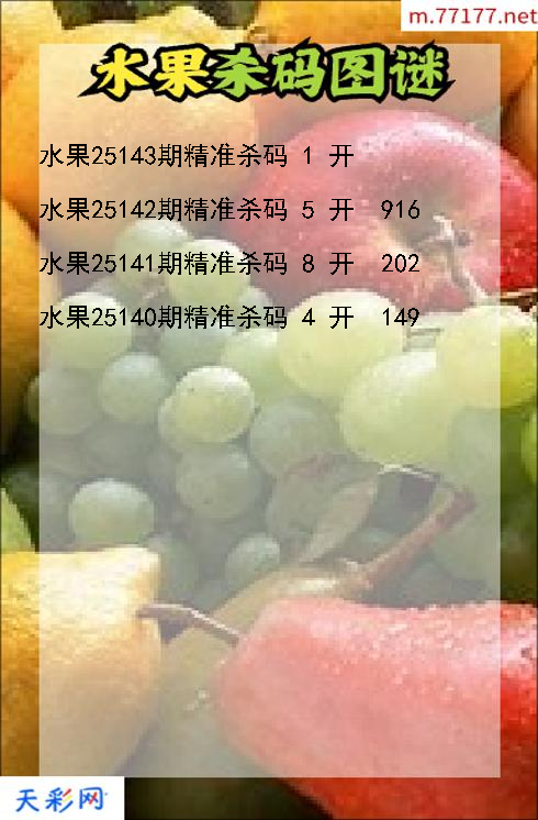 水果25142期3d杀码图谜