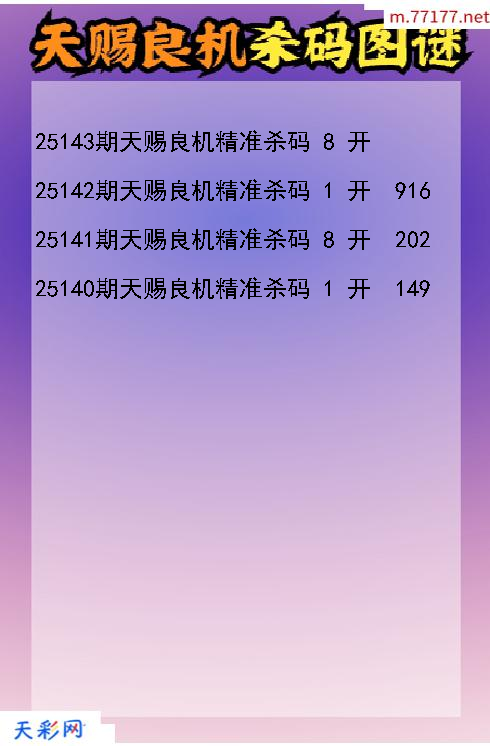 天赐良机25142期3d杀码图谜