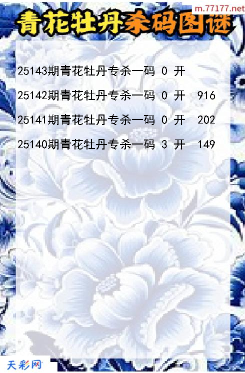 第25142期3d青花牡丹杀码图谜